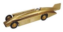 Toy Race Car, Golden Arrow Racer, mfgd by Schylling, pressed steel/tin wind