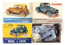 Scale Model Kits (3), unbuilt Ford Model A's & '32 Chevy by Hubley, MIB (2