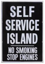 Petroliana Self-Service Island Sign, litho on steel, VG cond w/normal