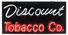 Tobacciana Neon Sign, white "Discount" & orange "Tobacco Co., " Exc working