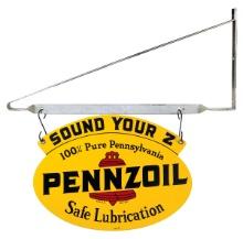Petroliana Sign, Pennzoil Sound Your Z, double-sided diecut steel w/wall br