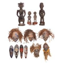 African Mask and Wood Sculpture Assortment