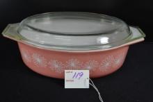 Pyrex Pink Daisy No. 045 Casserole w/Lid; Mfg. 1956-1962