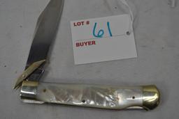 Fight'n Rooster 1 of 100; 1997, Mother of Pearl Handle, Lockback Straight Knife