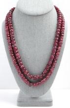 BURMESE FACETED RUBY NECKLACE TWO STRAND