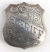 VINTAGE OBSELETE STERLING SILVER SHERIFFS BADGE