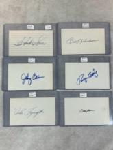 (6) Signed 3 x 5 Index Cards - Sauer, Nicholson, Craig, Callison, Moon and Largagetto