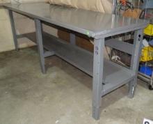heavy duty Uline stee  work bench table with  under shelf (96" x 30" x 36")