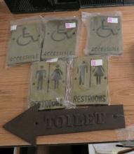 Bronze Cast Bathroom Signs (NEW) and Cast Iron Toilet Sign (NEW)
