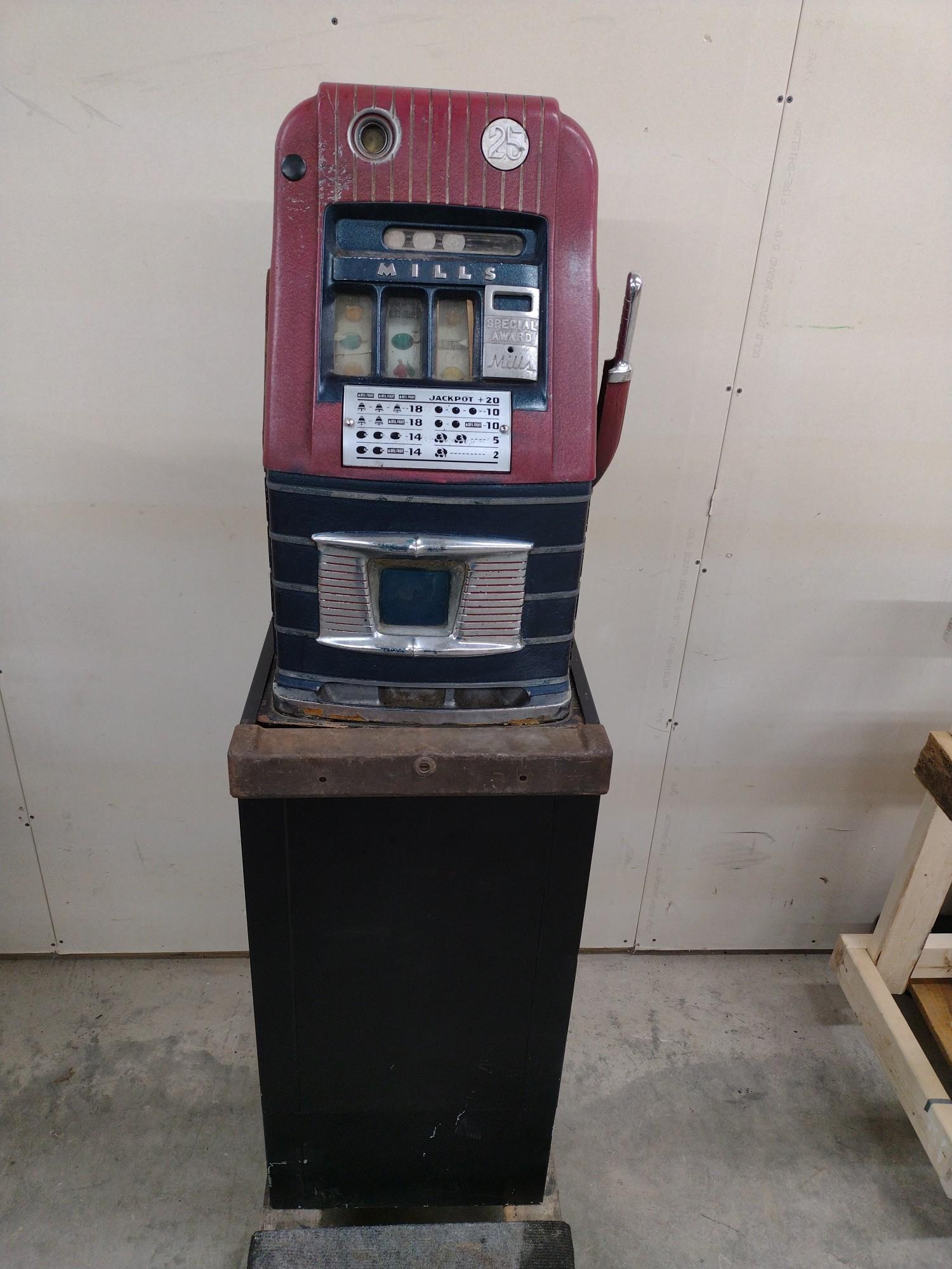25 Cent Mills Jewel Bell High Top Slot Machine With Stand