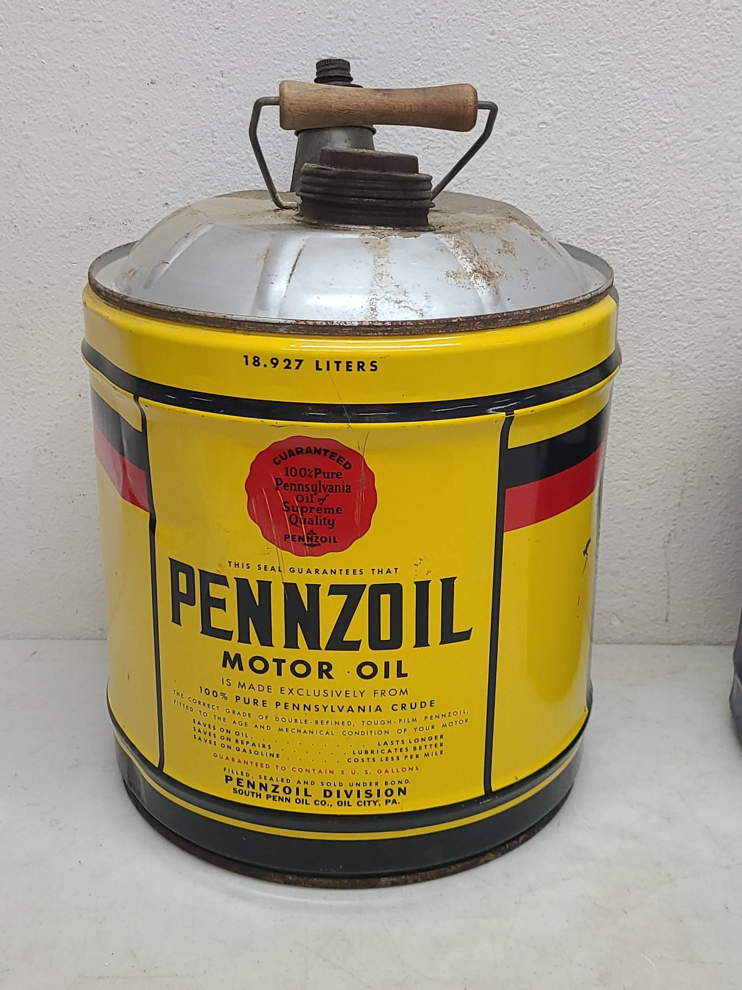 Two 5 Gallon Motor Oil Cans