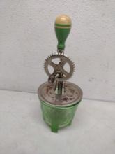 Green Depression Glass Mixing Bowl And Mixer