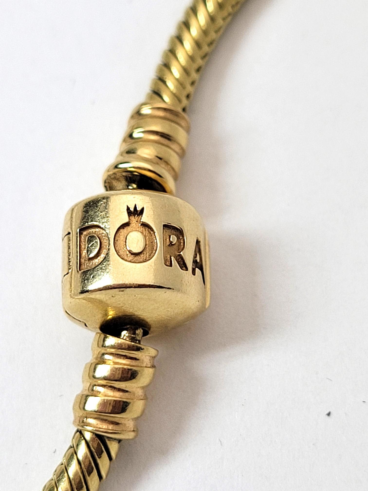 Designer Pandora 14k Yellow Gold Charm Bracelet w/ Box