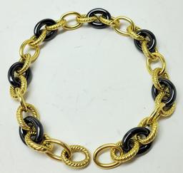 David Yurman 18K Yellow Gold Hematite 17 mm Link Necklace