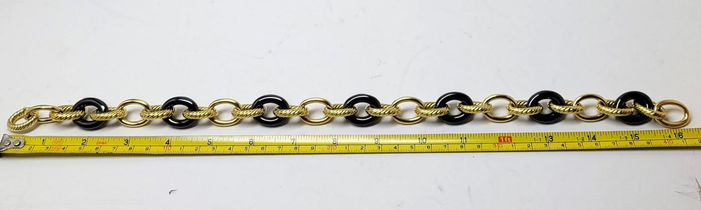 David Yurman 18K Yellow Gold Hematite 17 mm Link Necklace