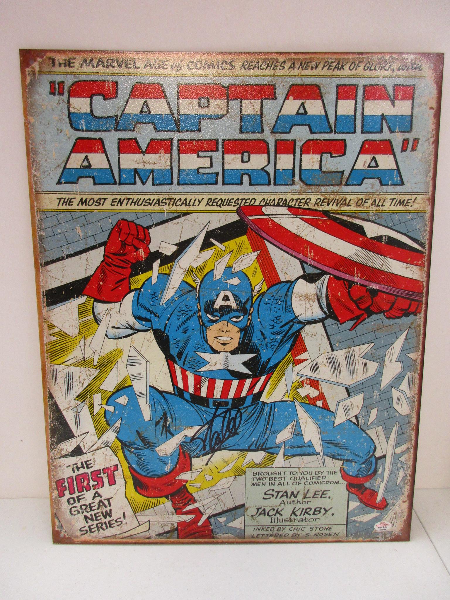 Stan Lee Captain America signed autographed 12.5x16 metal sign PAAS 804