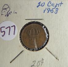 1953-20 Cent Belgique Coin