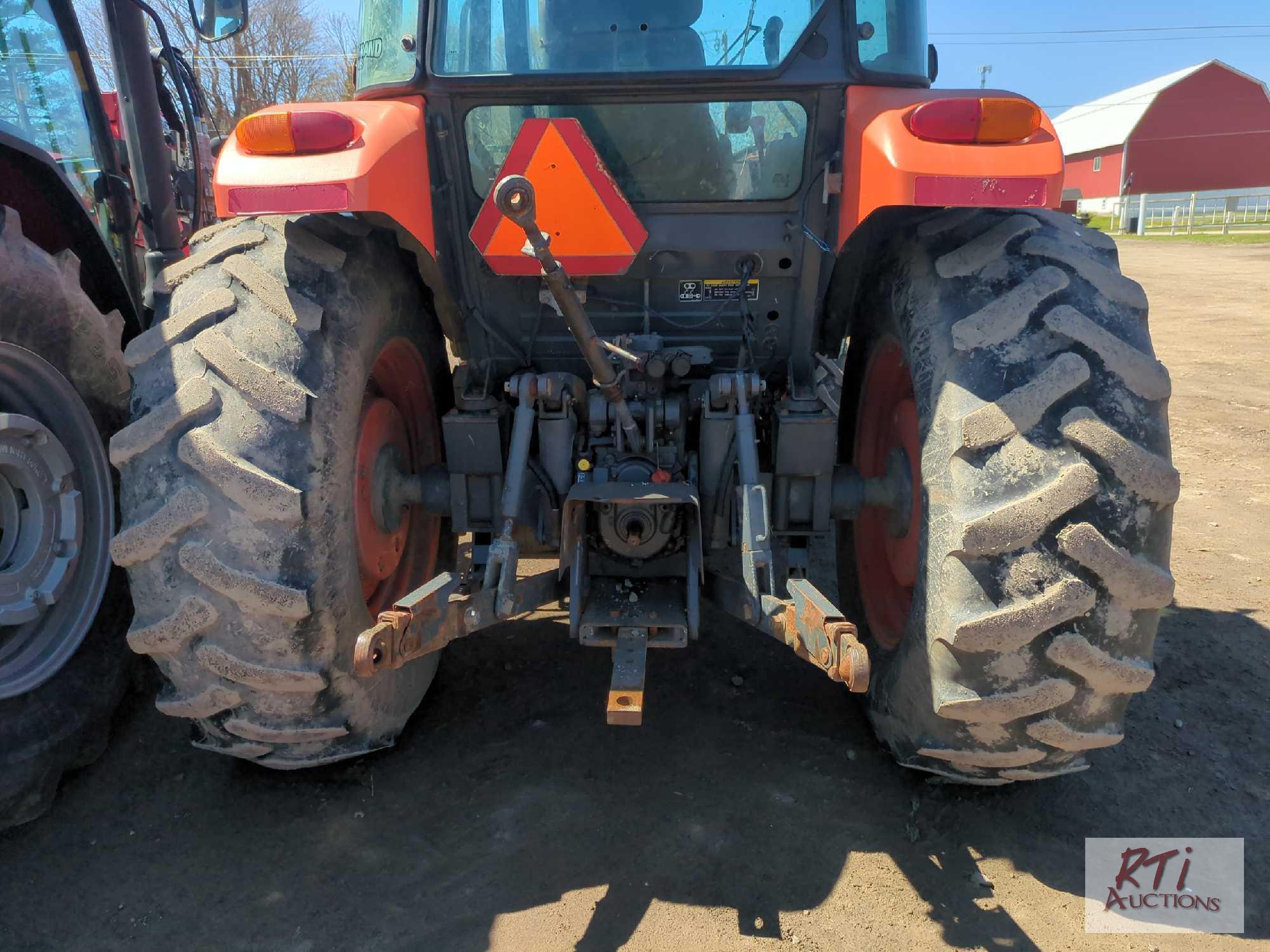 Kubota M7060 MFWD tractor with cab and loader, 4766 hrs., 12 speed with LH reverse, 16.9x30 tires...