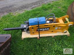 New Trojan TH50 excavator mount hydraulic hammer with 2 bits