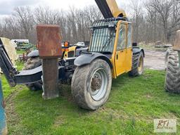 Cat TL1255 telehandler, forks, rotating carriage, front outriggers, cab, 13761 hours