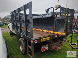 2007 Dodge 3500 HD double cab stake body truck, Omaha stake body, 4WD, PW, PL, plow,