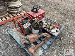 Pallet with water pump and tools