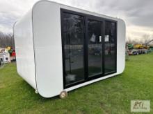 13ft Tiny Cube with wash room, sliding glass doors, and storage space