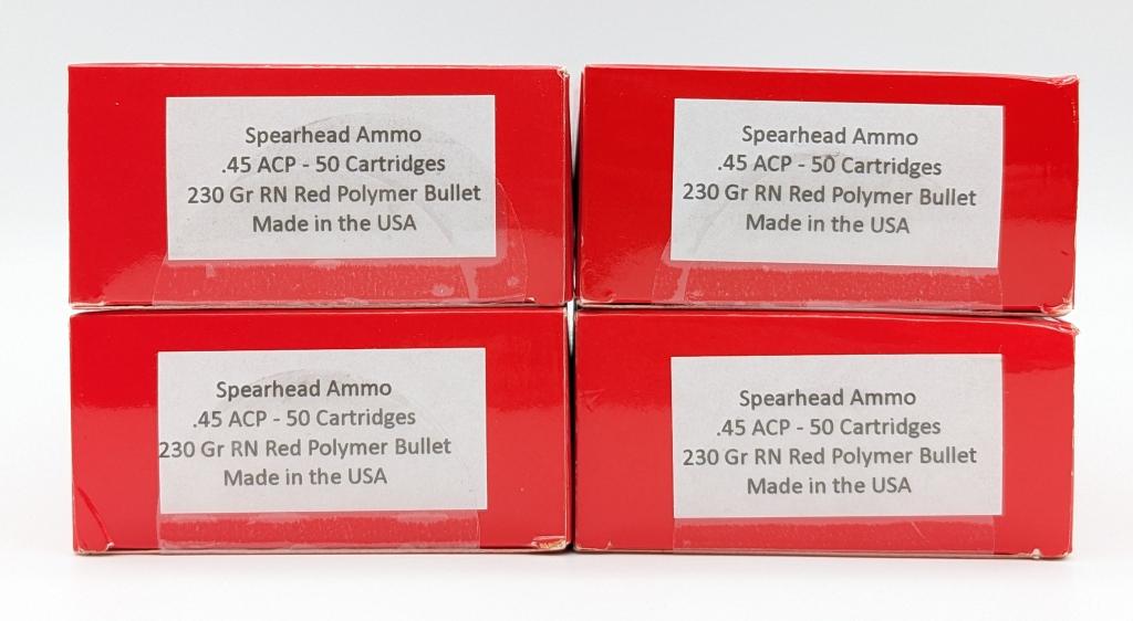 200 Rnds of Speerhead Ammo .45 ACP 230 Gr RN Poly