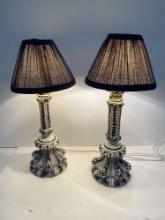 PAIR OF ITALIAN CERAMIC BOUDOIR TABLE LAMPS
