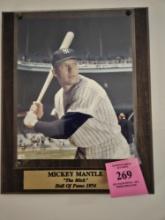 MICKEY MANTLE #4 PHOTO ON PLAQUE