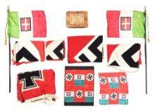 LOT OF 10: THIRD REICH AND AXIS POWERS FLAGS.