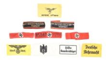 LOT OF 10: THIRD REICH ARMBANDS.