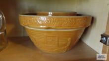 Roseville four piece mixing bowl set. Numbers six, seven, eight, ten