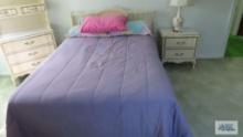 French provincial full size bed, complete and nightstand by Dixie
