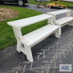 Pair of 58 inch folding picnic table halves/benches