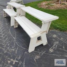 Pair of 58 inch folding picnic table halves/benches