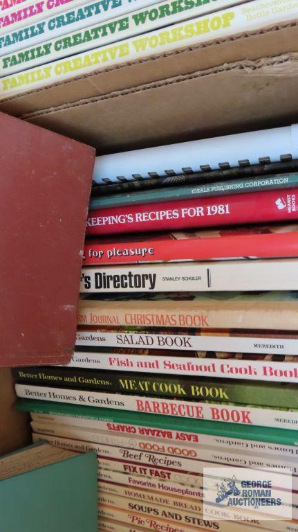 Five boxes of books including Creative Workshop, American Wilderness and Time Life books, crafting