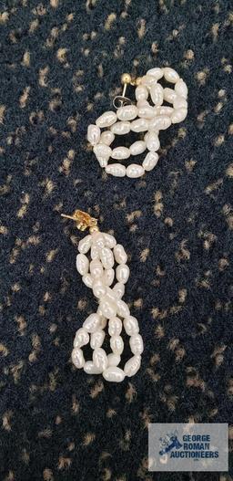 Pearl like costume jewelry necklaces, bracelets, earrings