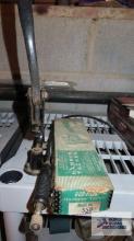 vintage miniature press, rotary tool extension and vintage hammer tacker
