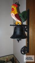 Rooster hanging bell, please bring equipment to remove. Sign and wooden flying goose.