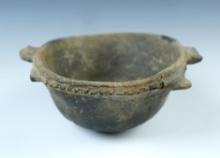 2 1/4" x 5" Mississippian Fish Effigy Bowl - Arkansas. A few pressure cracks, but in stable.