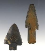 Pair of rare Slate points found in Morenci, Michigan. The largest is 2 7/8".