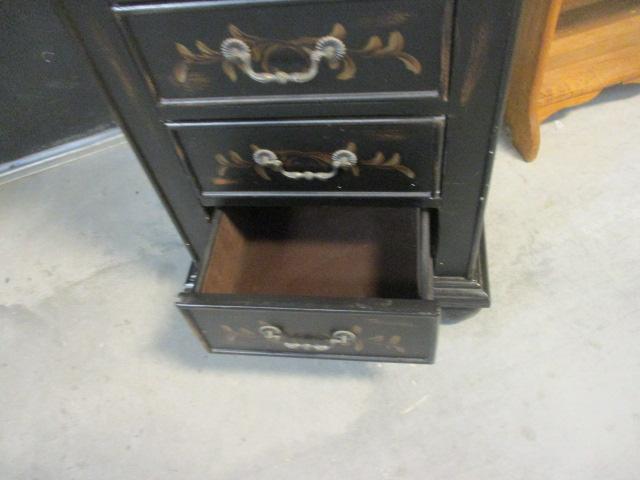 Hand Decorated Distressed Finish Jewelry Armoire