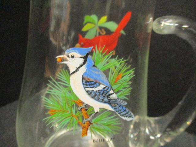 Vintage West Virginia Glass Song Bird Pitcher Set