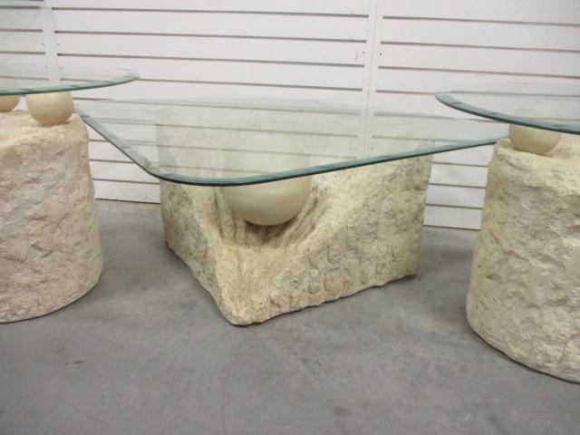 3 Pc. Postmodern Cocktail Table and Two End Tables