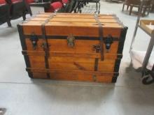 Vintage Pine Trunk with Leather Straps/Handles