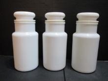 Three Milk Glass Bottle Jars