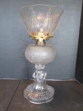 Clear Glass Oil Lamp with Frost Font