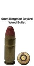 9mm Bergman Bayard Cartridge with Wood Bullet