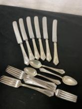 Antique Gorham Electro Plated Silverware, 18 pieces, Forks, Spoons, and Knifes w/ Stainless Blades
